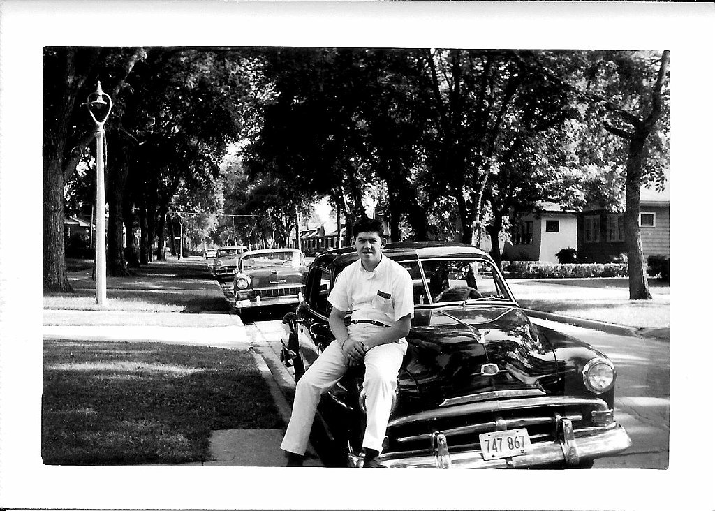 62 1958 - Bob sitting on fender in Maywood